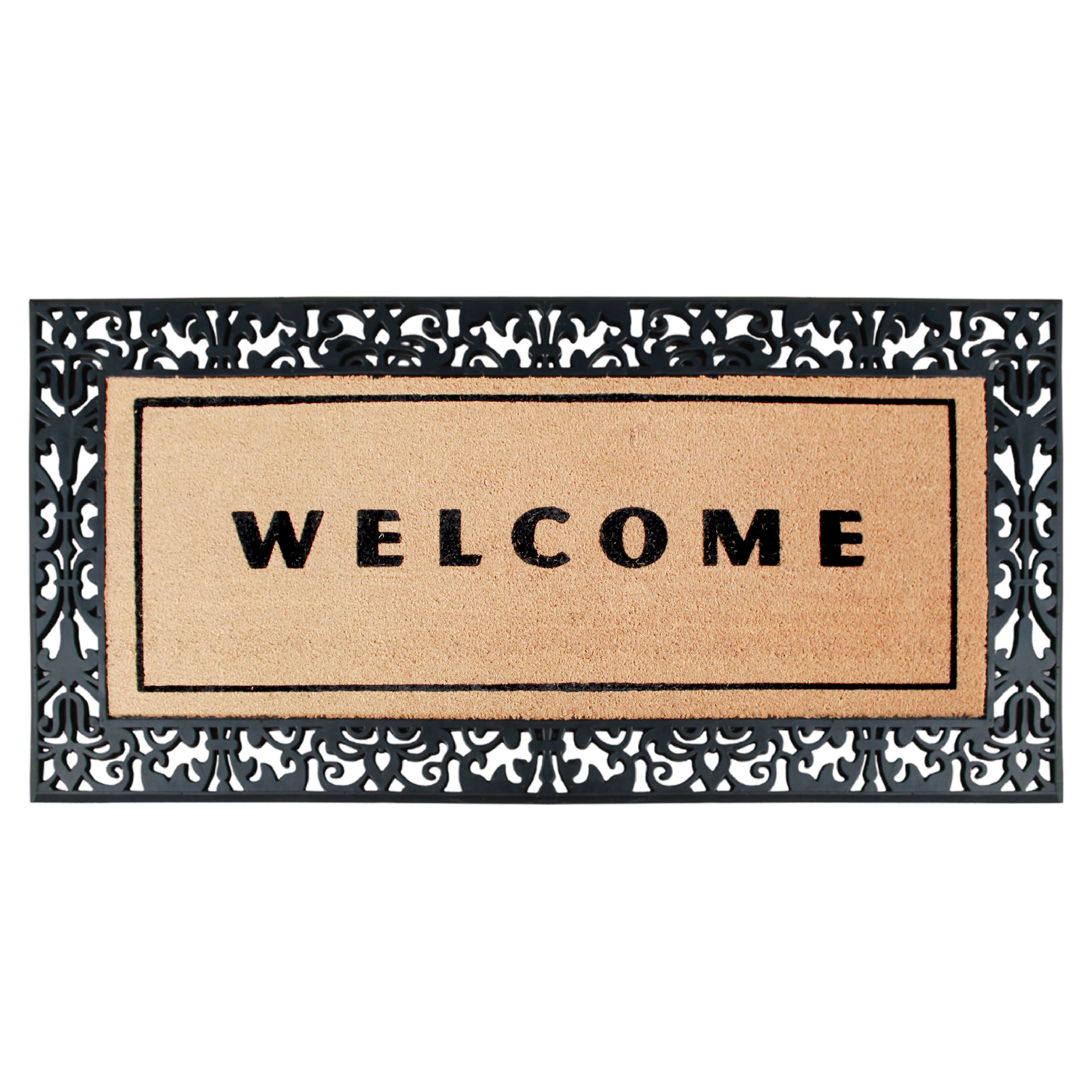 Welcome rubber coir door mat for outdoor front entrance