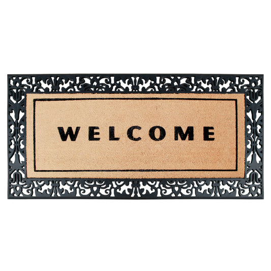 Welcome rubber coir door mat for outdoor front entrance