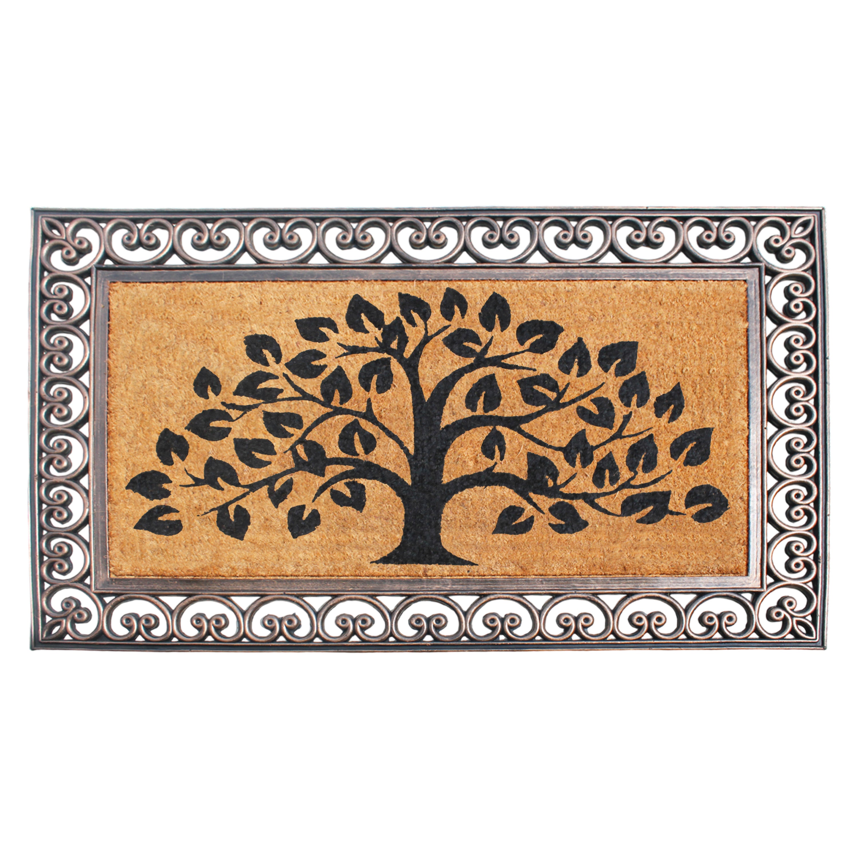 rubber coir door mat tree design outdoor entrance