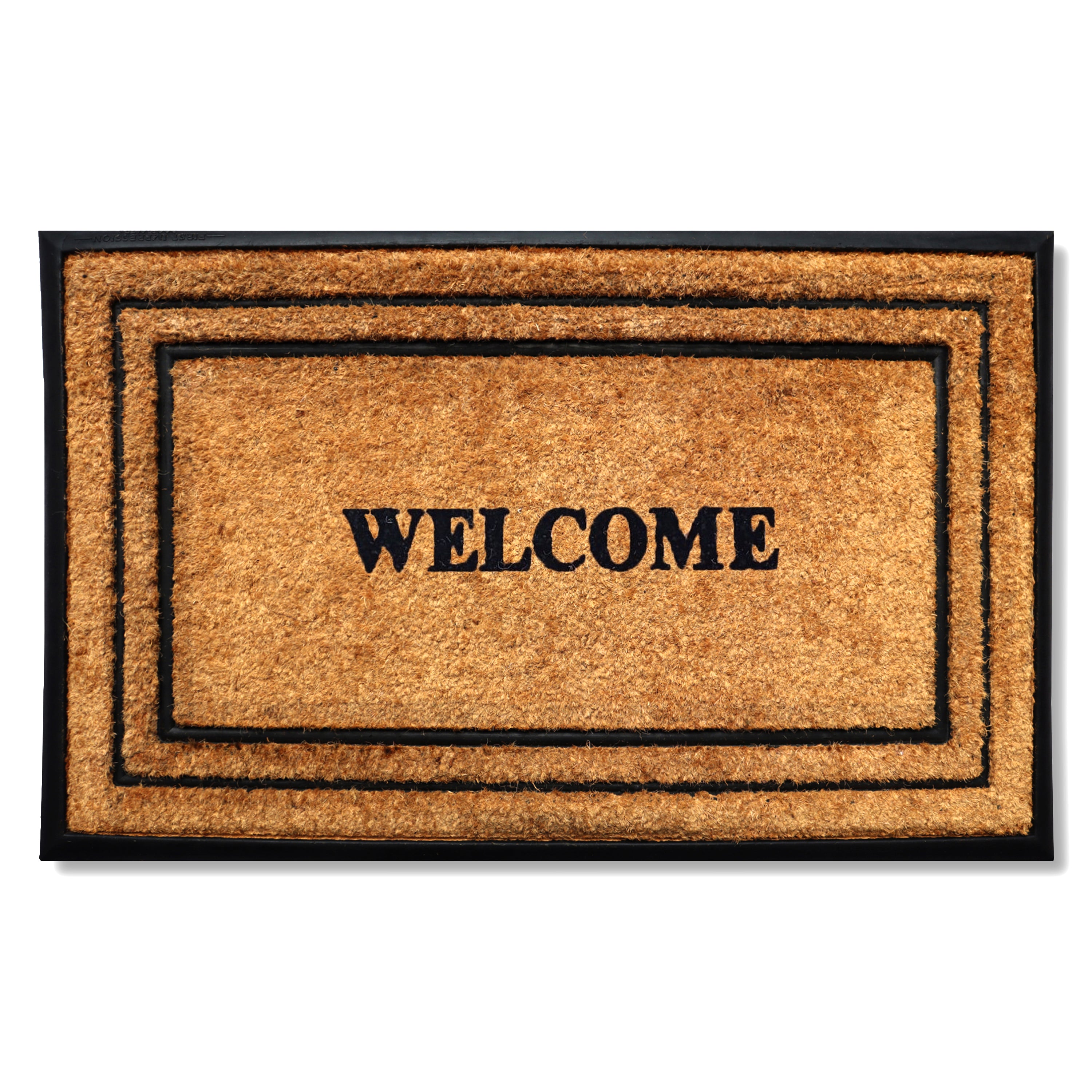 coir door mat welcome double border outdoor entryway