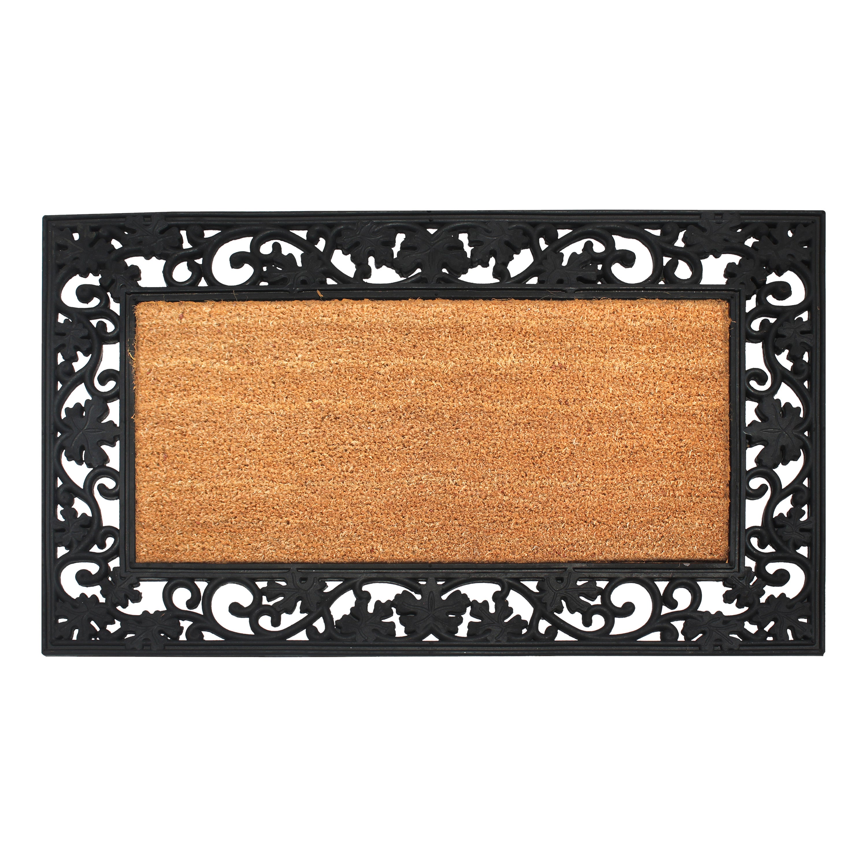rubber coir door mat ornate border outdoor entryway