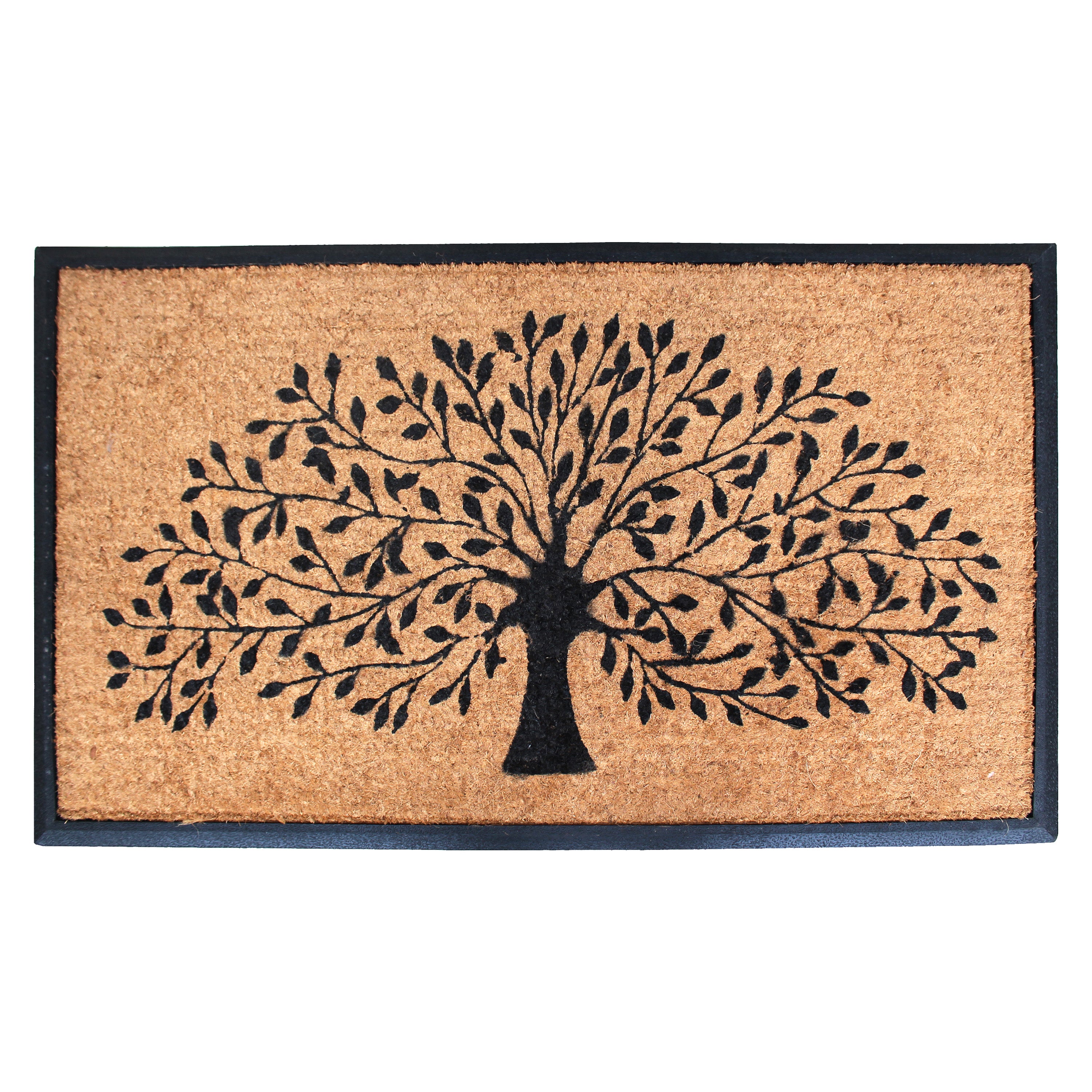 A1HC Tree Design Coir Door Mat Outdoor Front Door Entryway Mat with Non-Slip Backing