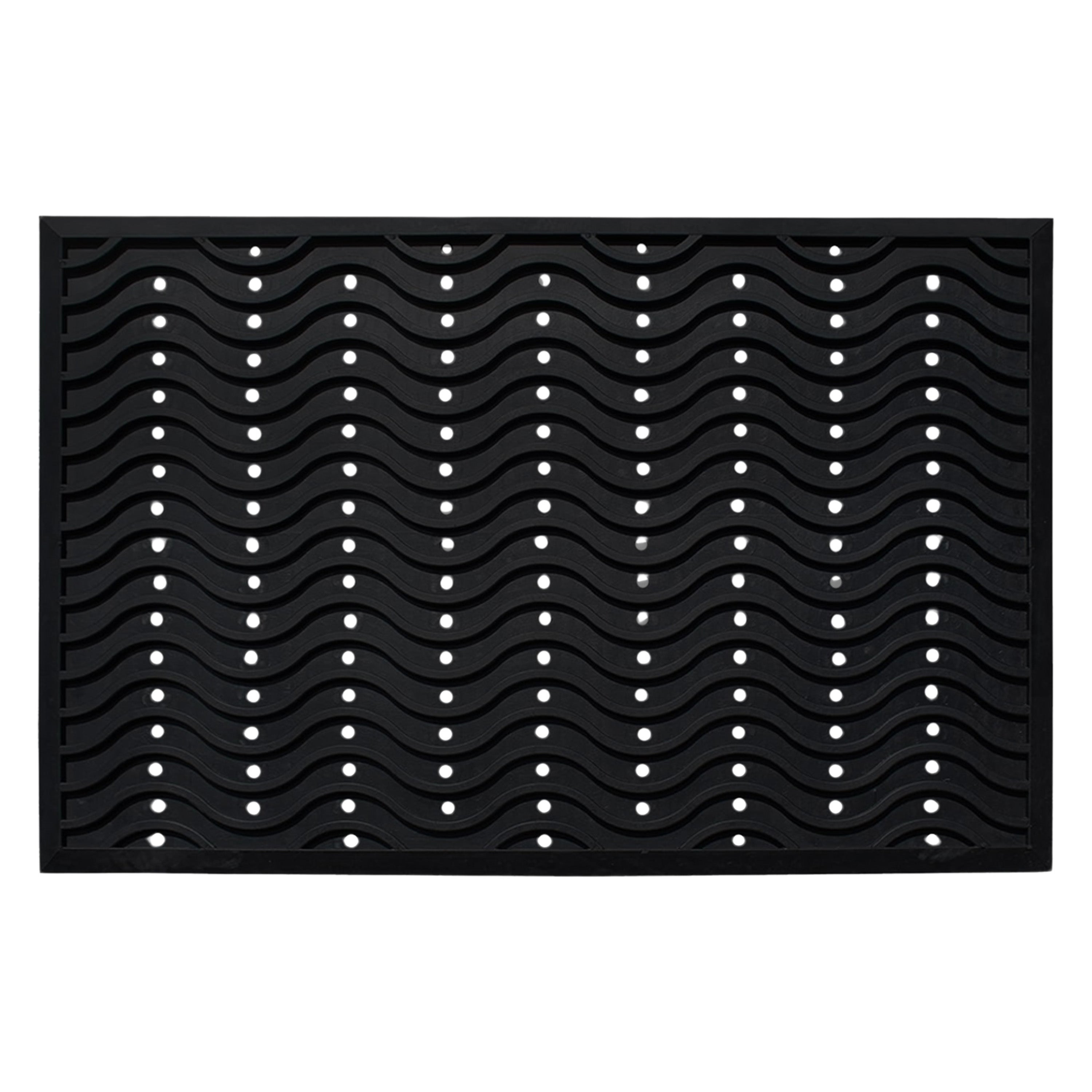 A1HC Commercial Rubber Floor Mat – Heavy Duty Non-Slip Wave Pattern Drainage Rubber Entry Mat Indoor Outdoor