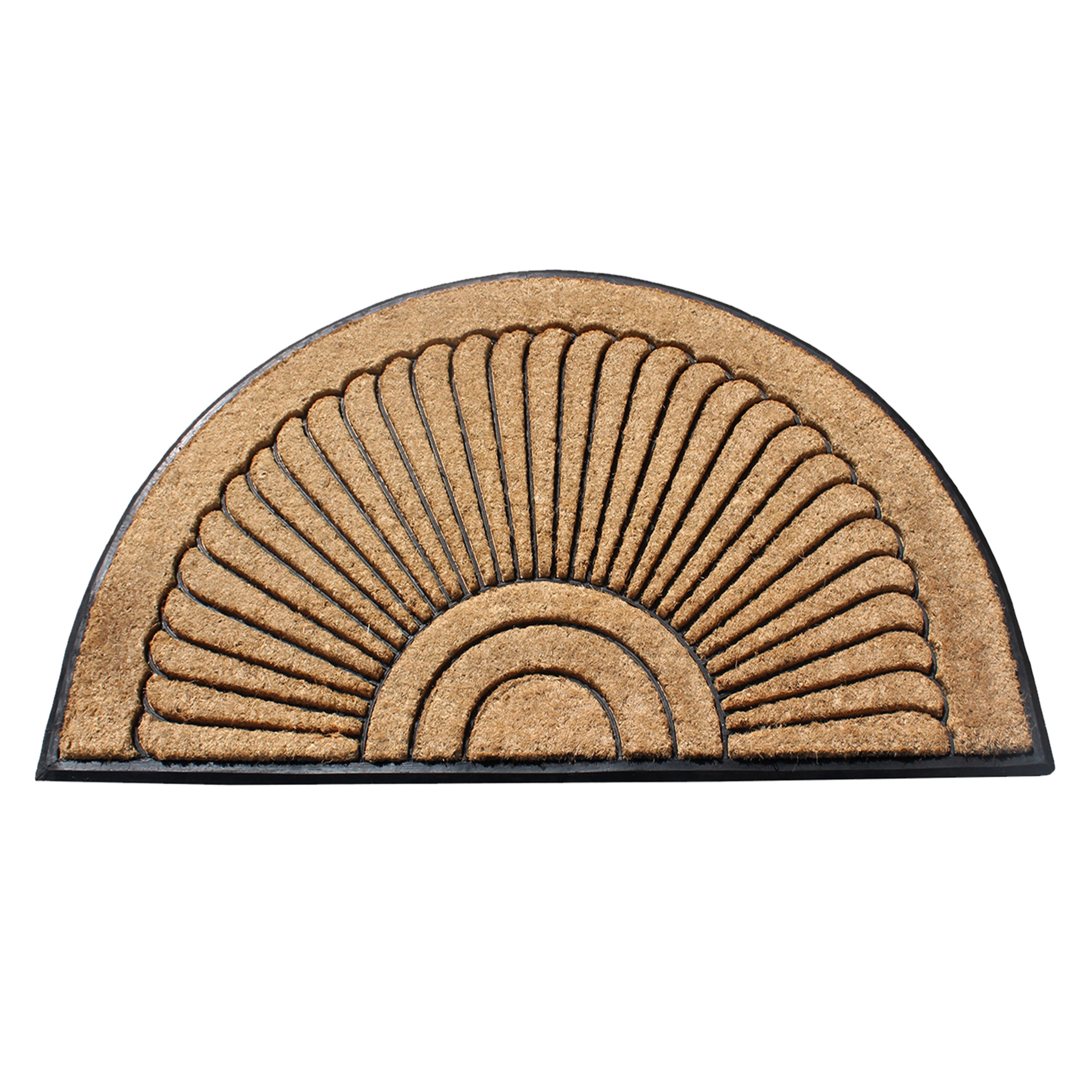 half round rubber coir door mat sunburst outdoor