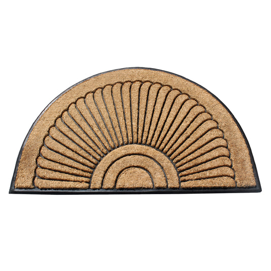 half round rubber coir door mat sunburst outdoor