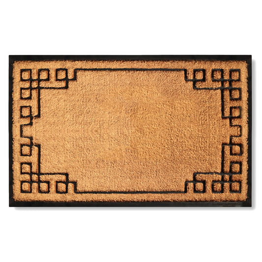 coir door mat geometric border outdoor entryway