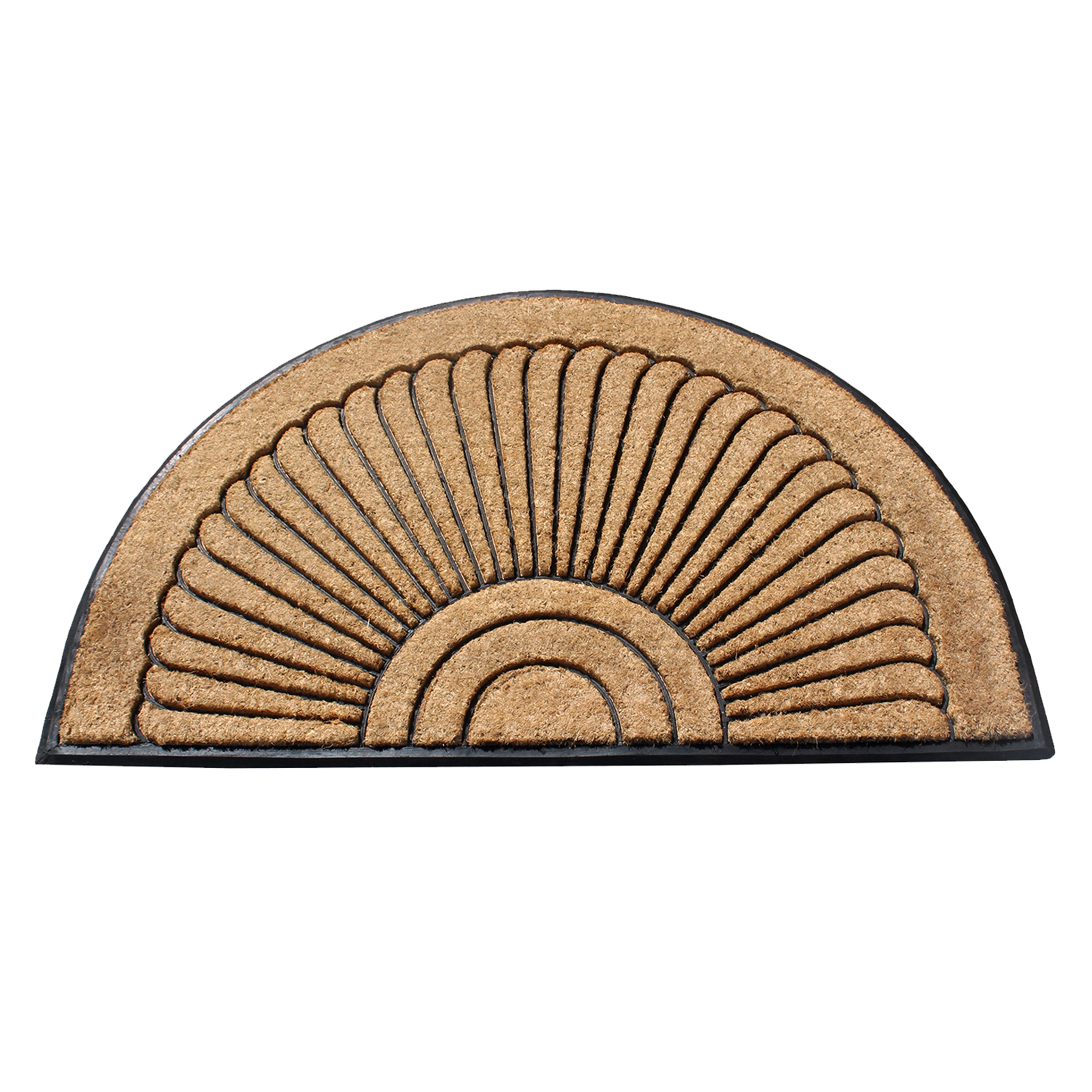 half round rubber coir door mat sunburst outdoor
