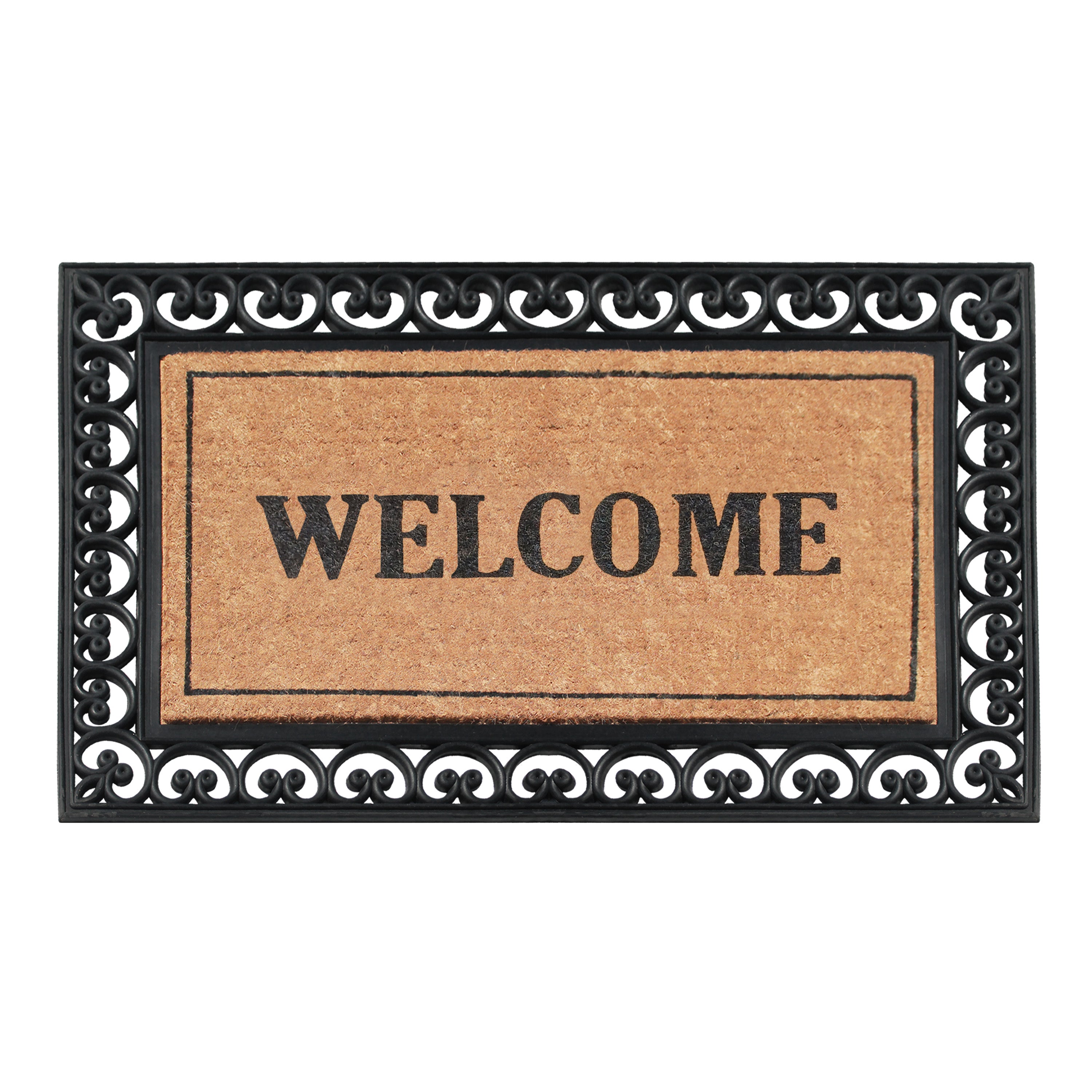 welcome rubber coir door mat outdoor entrance