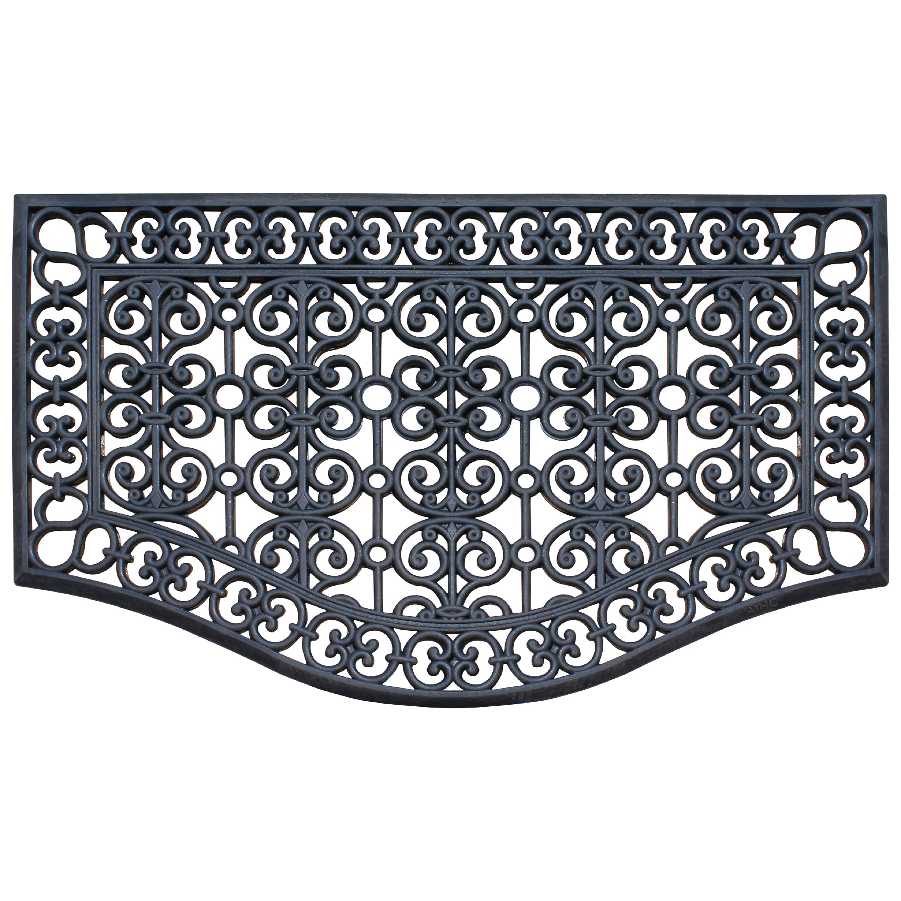 half round scrollwork rubber doormat outdoor entrance