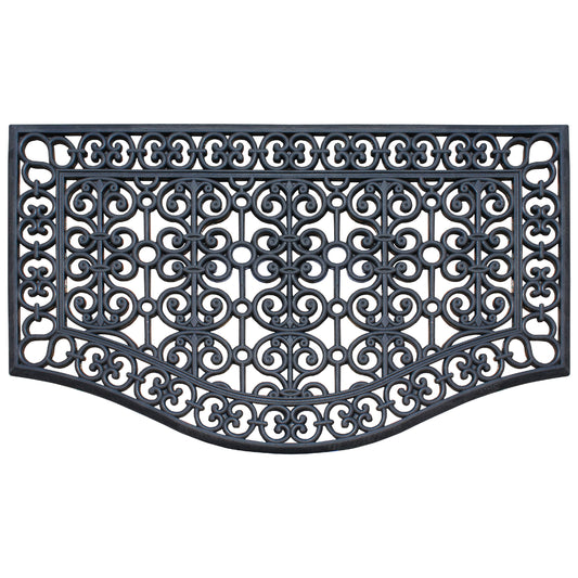 half round scrollwork rubber doormat outdoor entrance