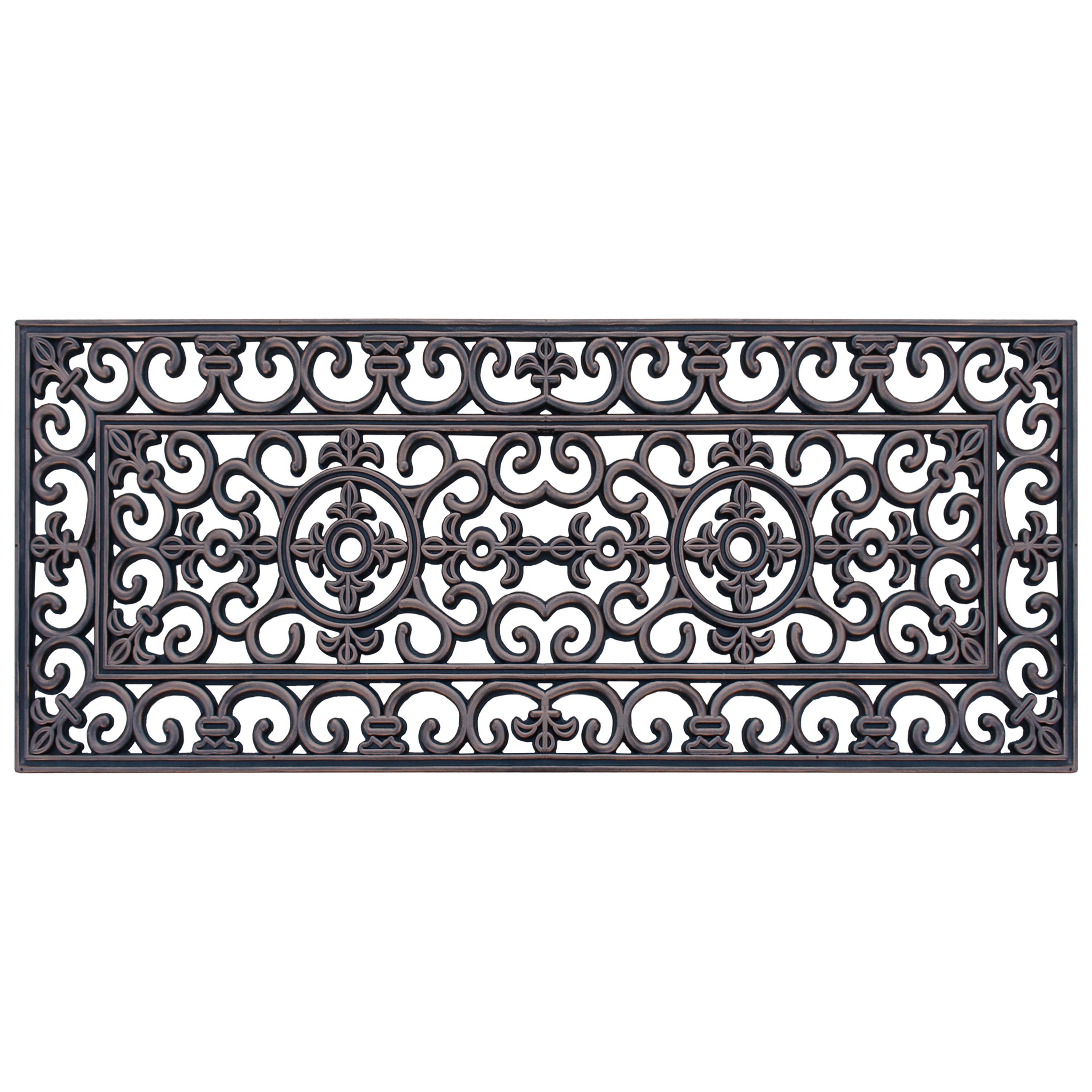 heavy duty rubber door mat with medallion scroll design