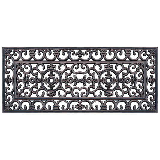 heavy duty rubber door mat with medallion scroll design