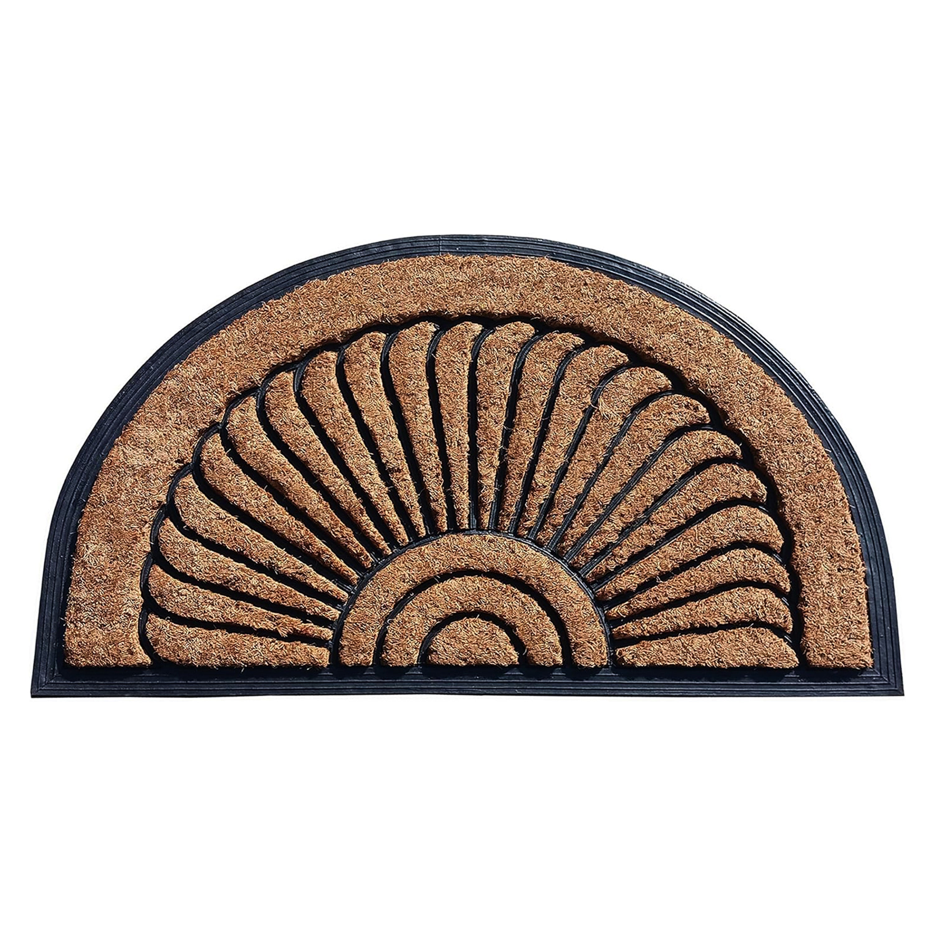 half round rubber coir door mat sunburst outdoor