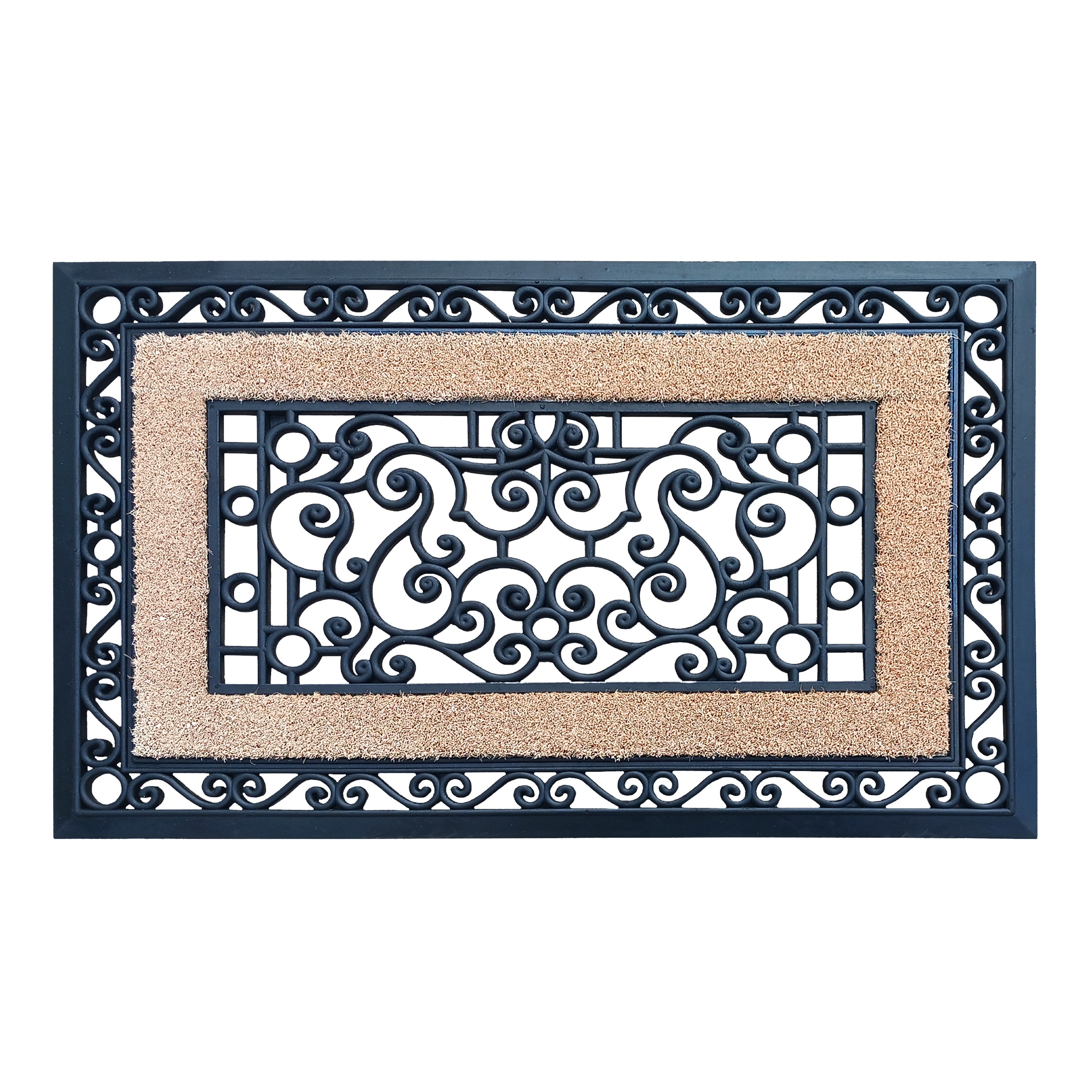 ornate scroll rubber coir door mat outdoor entry