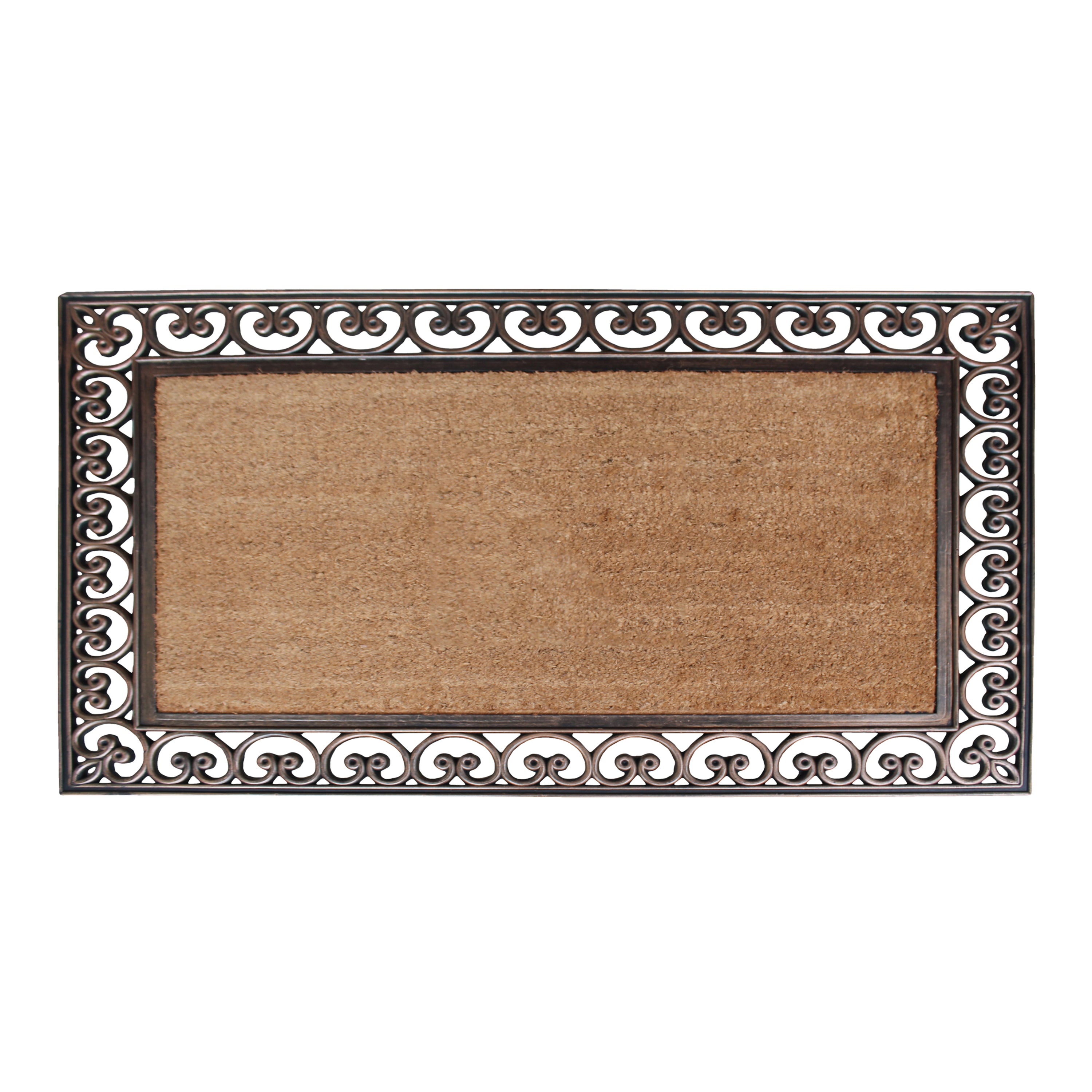 A1HC Plain Coir Rubber Door Mat 30" x 48" Outdoor Entryway Front Door Mat with Scroll Border