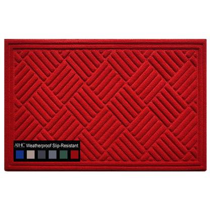 A1HC Durable Multi Purpose Polypropylene Rubber Doormat for Indoor Outdoor Front Door Mat, Checkered