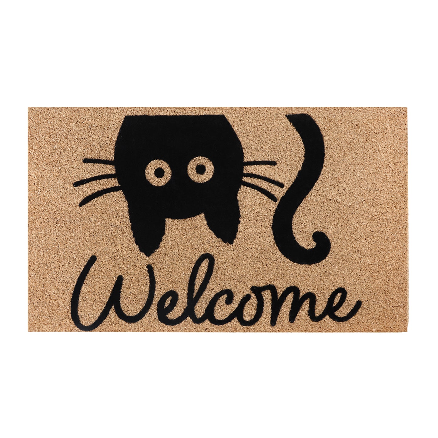 A1HC Natural Coir Flocked Door mat with Heavy Duty Non-Slip PVC Backing, Low-Profile Durable Doormat