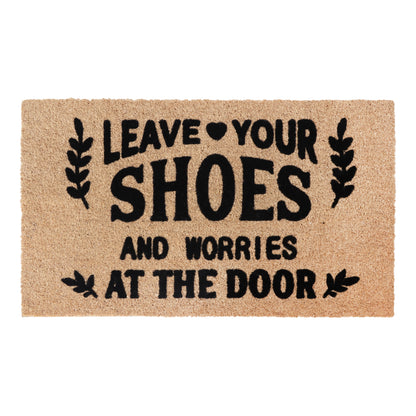 A1HC Natural Coir Flocked Door mat with Heavy Duty Non-Slip PVC Backing, Low-Profile Durable Doormat