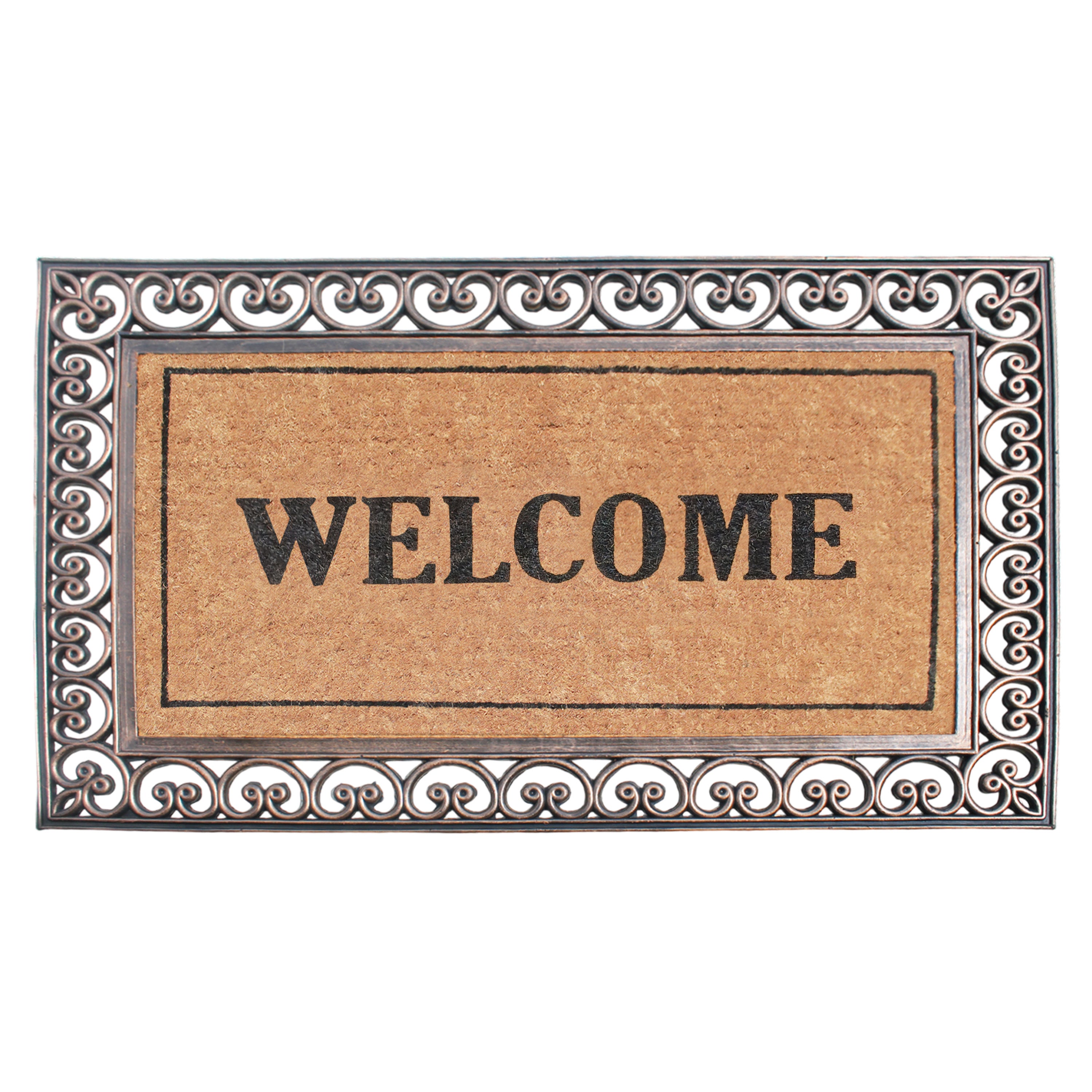 welcome rubber coir door mat outdoor entrance