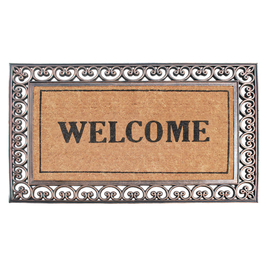 welcome rubber coir door mat outdoor entrance