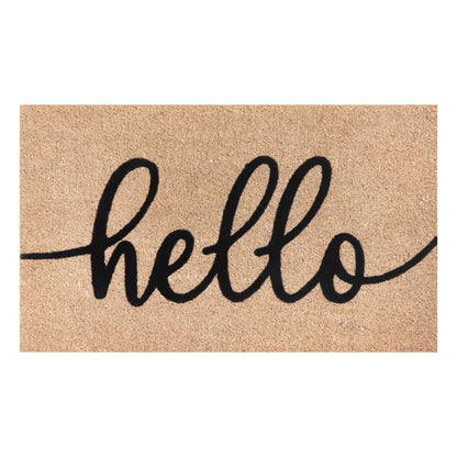 A1HC Natural Coir Flocked Door mat with Heavy Duty Non-Slip PVC Backing, Low-Profile Durable Doormat