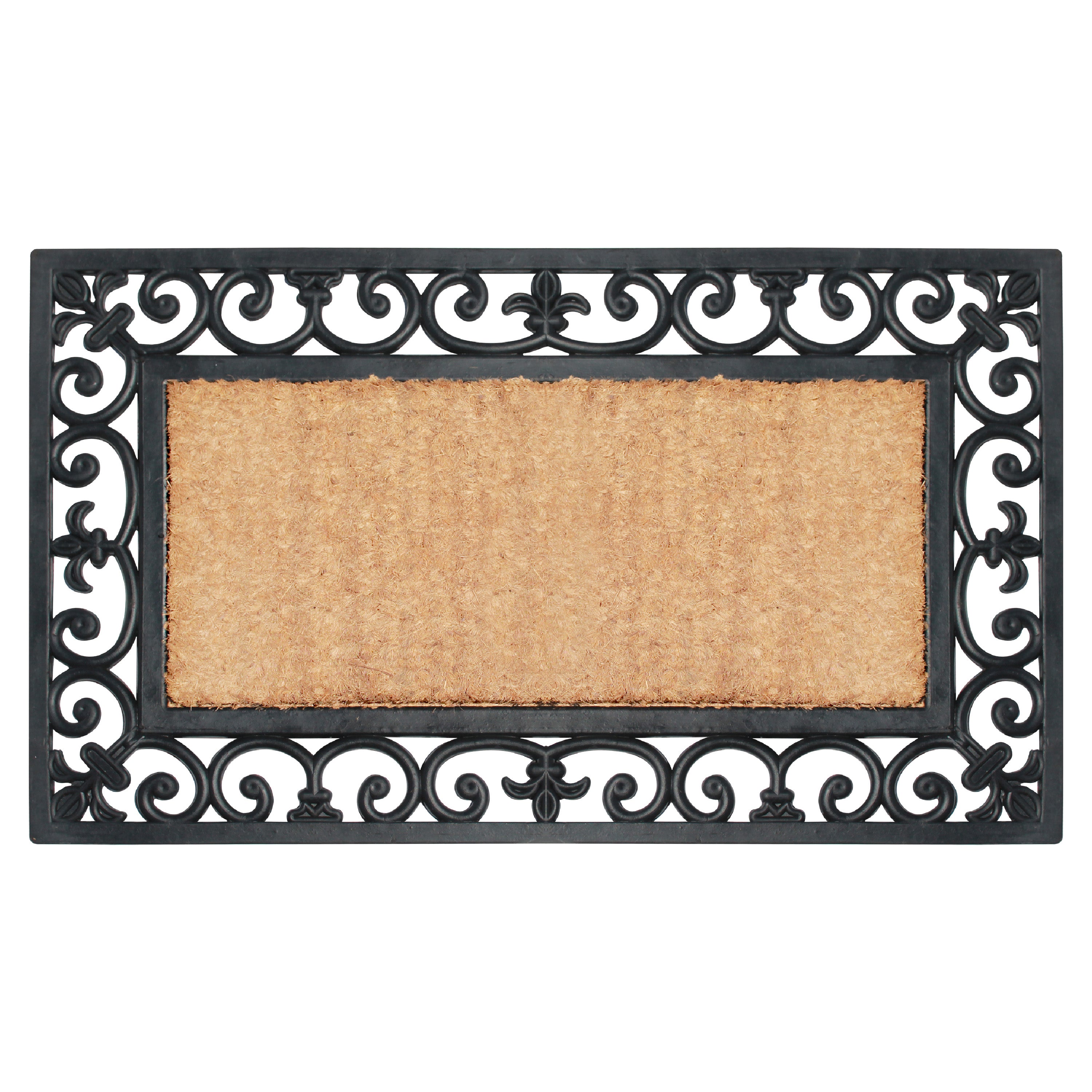 rubber coir door mat scroll border outdoor entryway