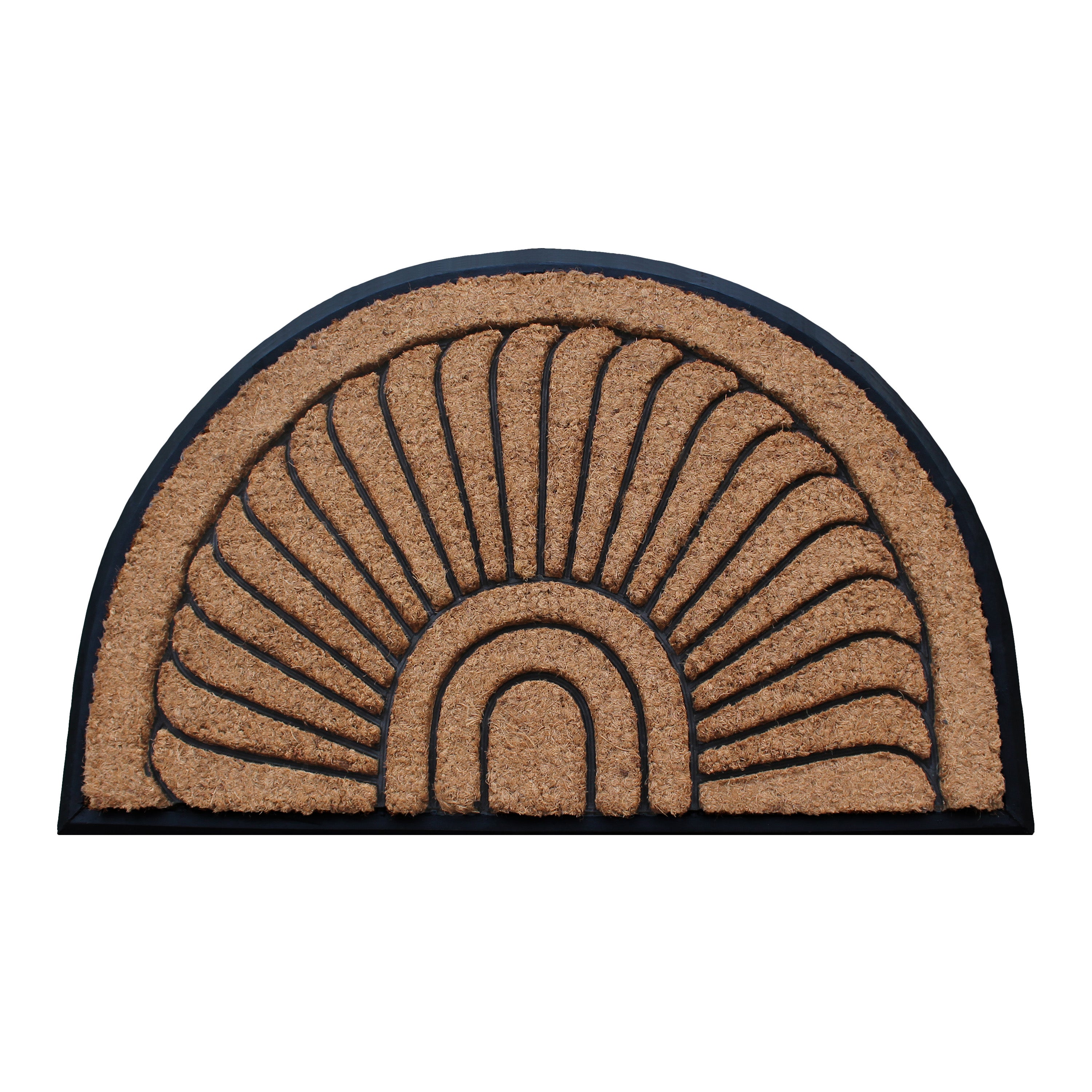 half round rubber coir door mat sunburst outdoor