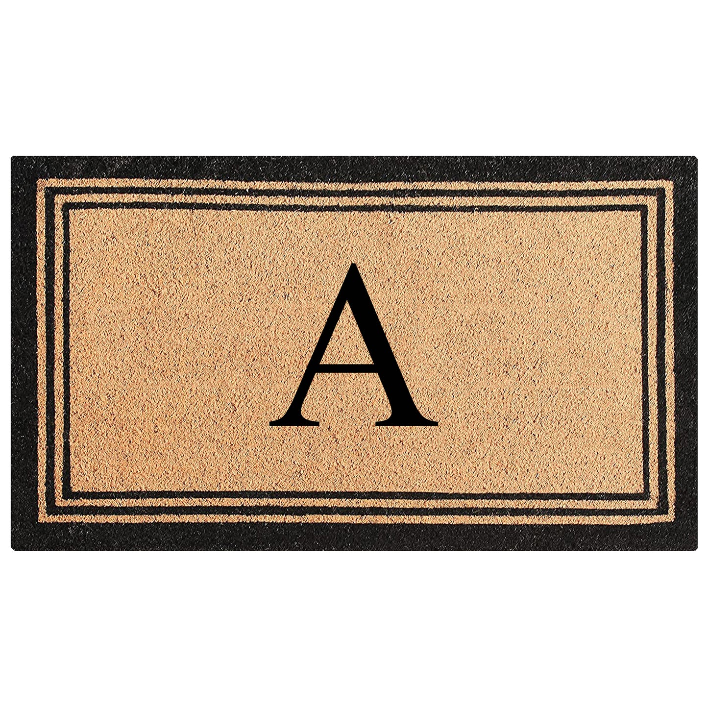 A1HC Personalized Monogram Coir Door Mat – Front Door Mat with Border Design, PVC Backing Outdoor Entryway Doormat