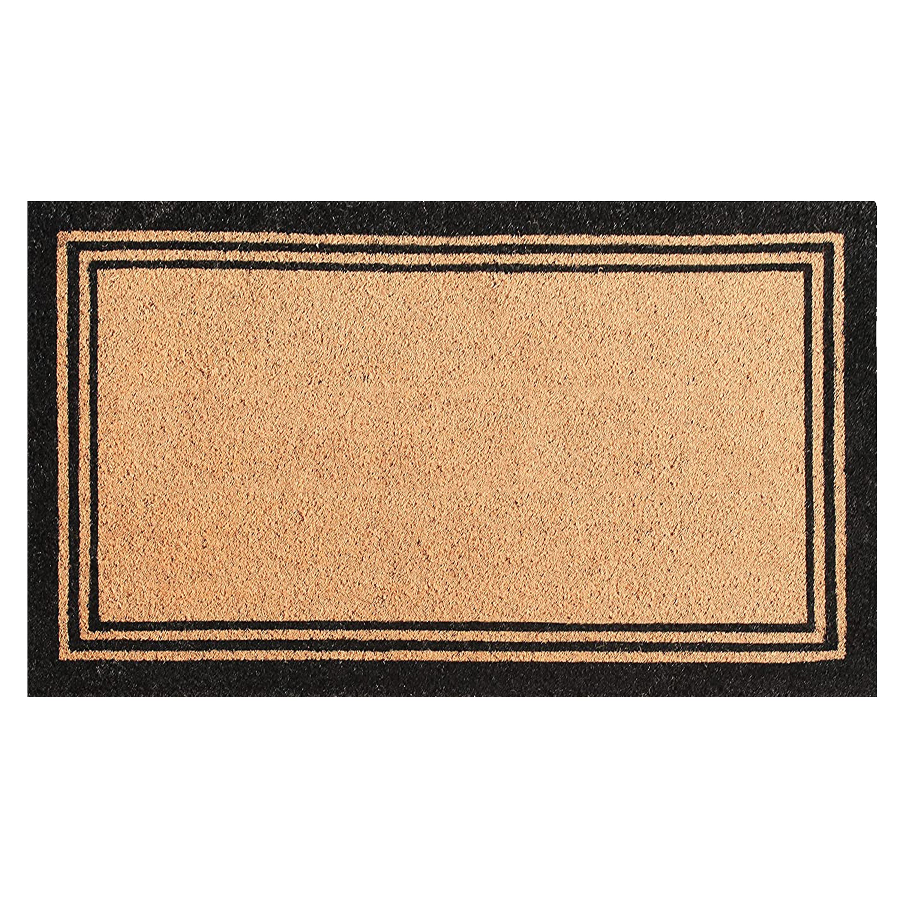 A1HC Border Design Coir Door Mat – Outdoor Coco Coir Front Door Mat with Non-Slip PVC Backing for Entryway, Porch & Patio