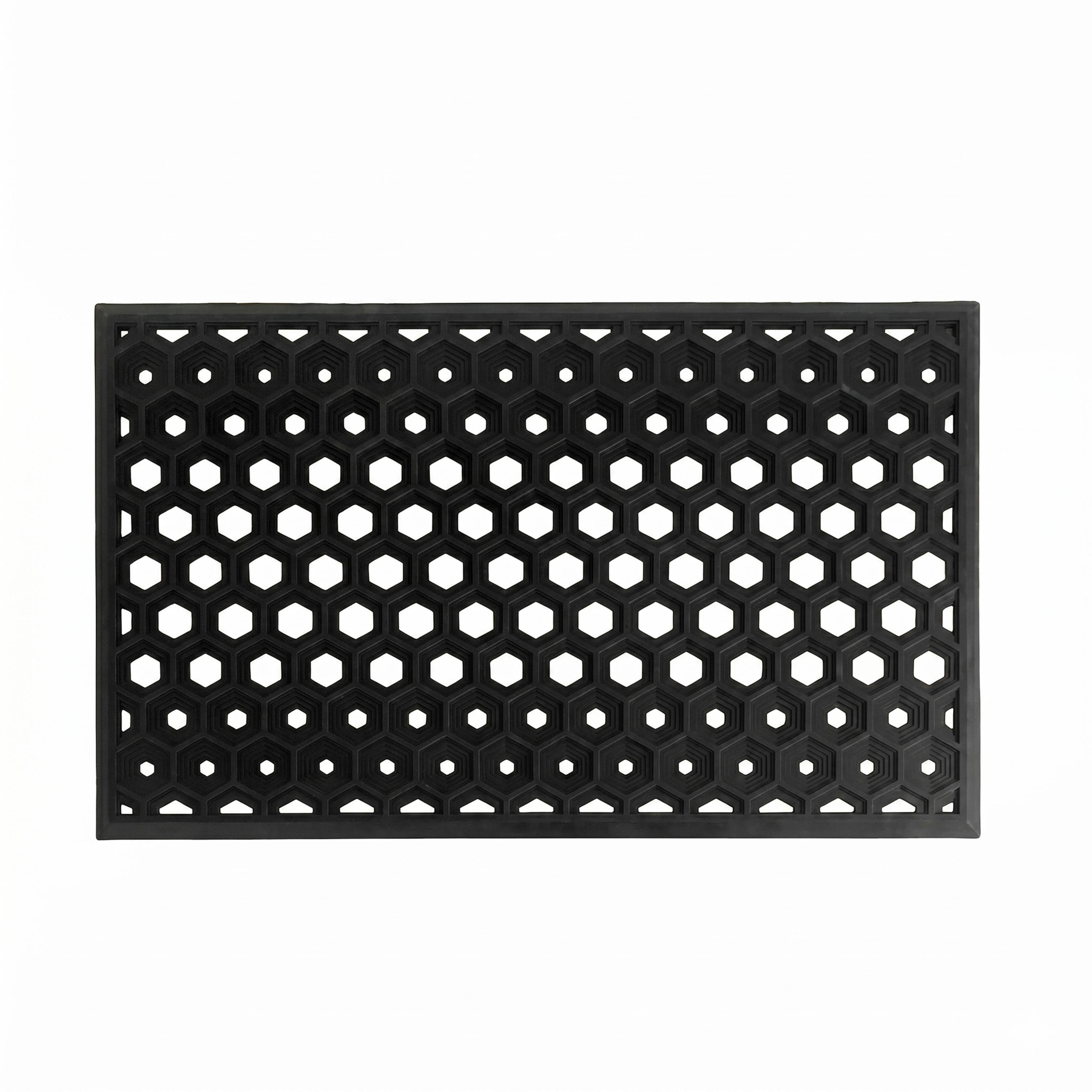 Subhera Collection Heavy Duty Rubber Door Mat, Non-Slip Drainage with Dirt Scraper, Outside Doormat for Front Pool Deck & Patio All-Weather 100% Won't Curl or Blow Away