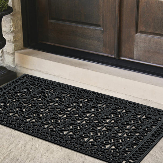 decorative scrollwork rubber doormat for front door