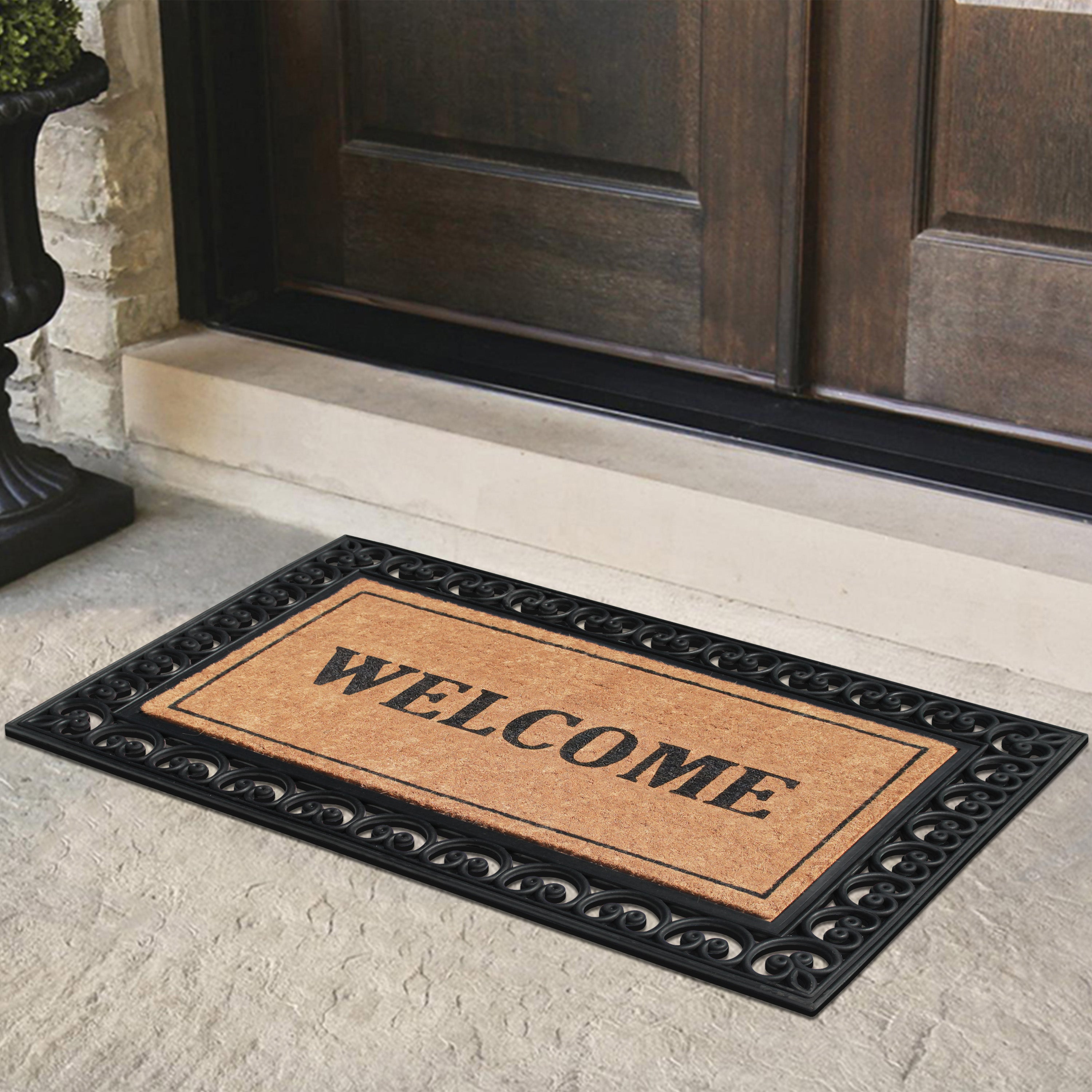 coir doormat with welcome text front door mat