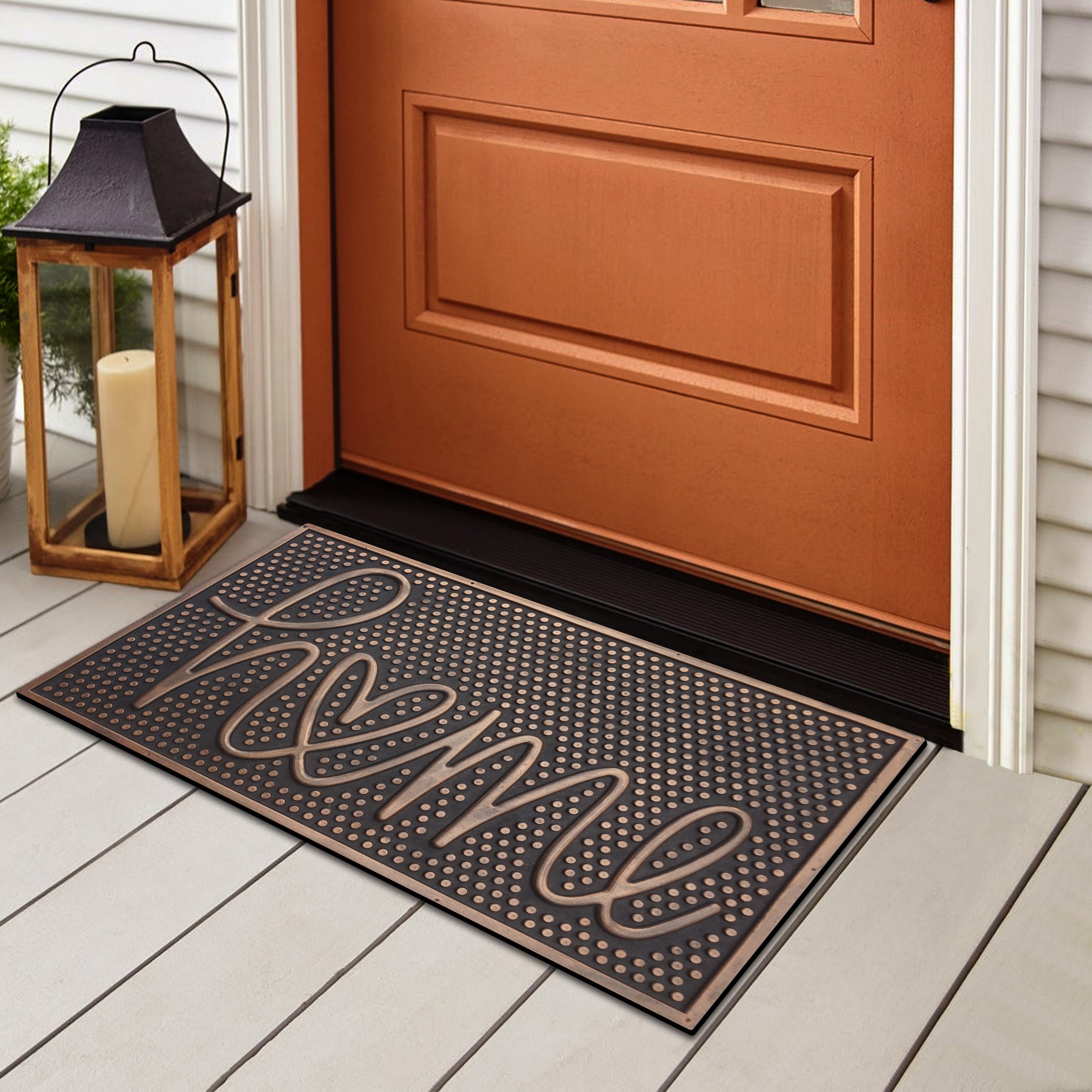 heavy duty rubber doormat with home script design