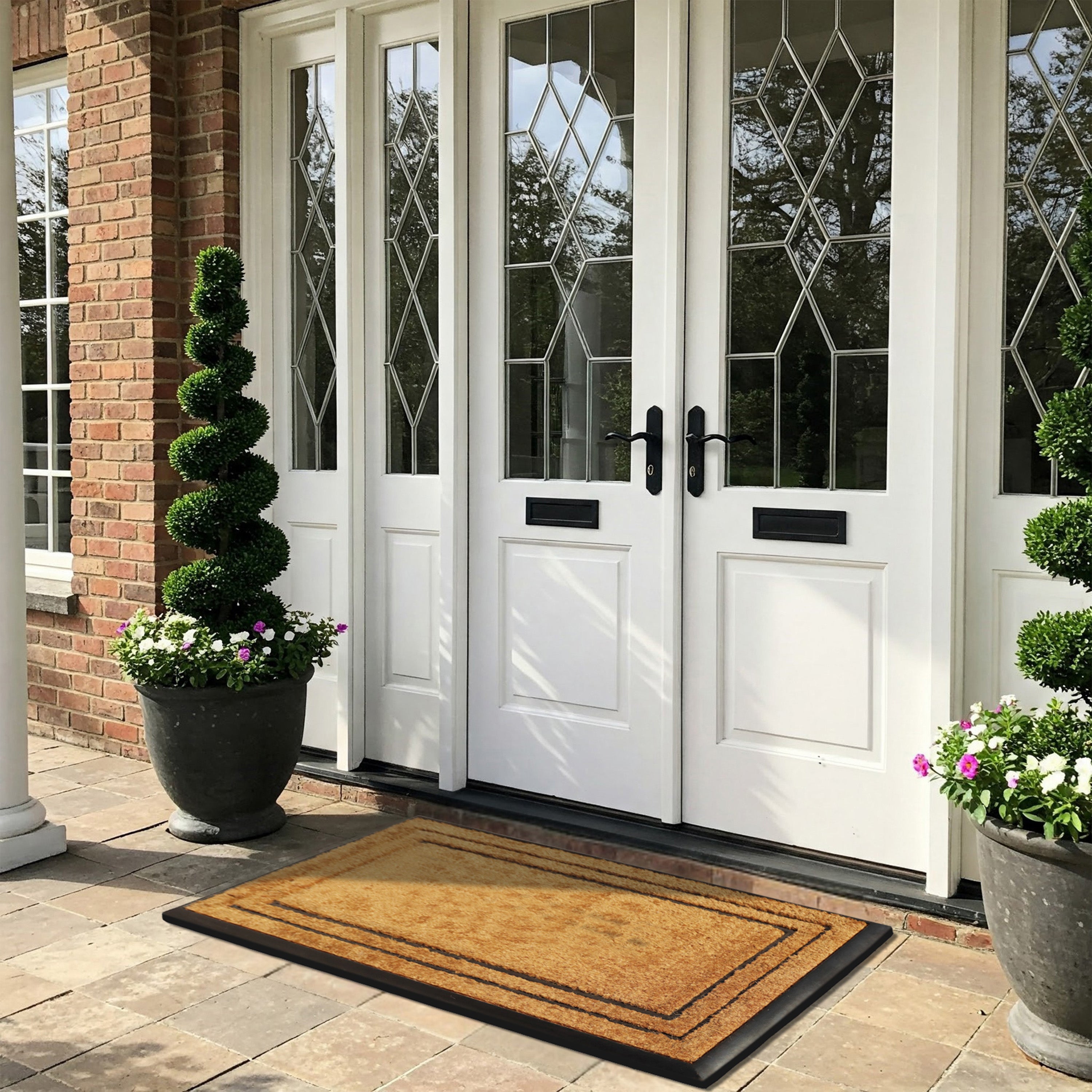 natural coir doormat front door mat double border