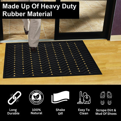 A1HC Natural Rubber Premium Wavy Scrapper Floor Mat for Heavy Traffic Commercial and Residential Use