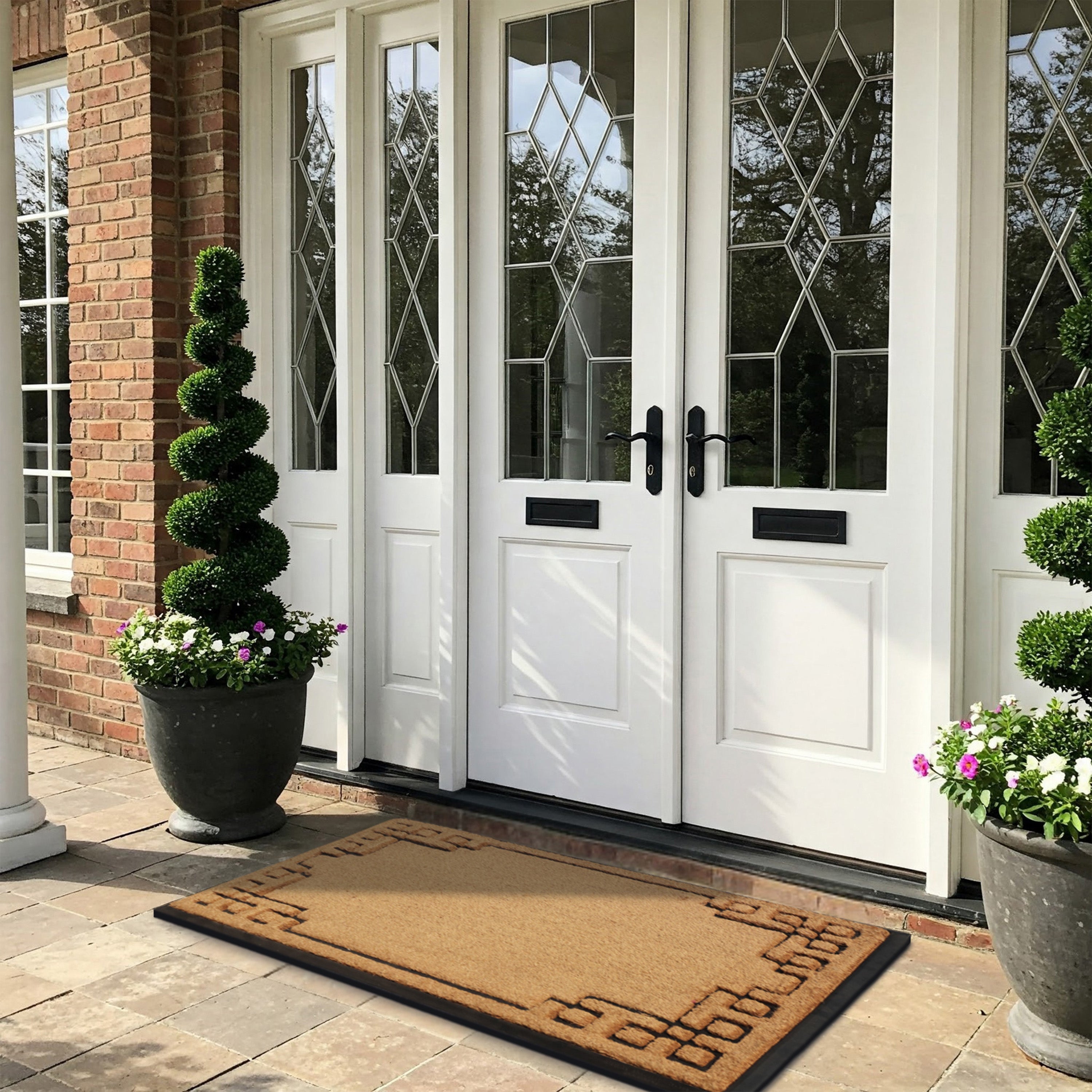 outdoor coir doormat corner pattern front door mat