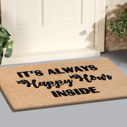 A1HC Natural Coir Flocked Door mat with Heavy Duty Non-Slip PVC Backing, Low-Profile Durable Doormat