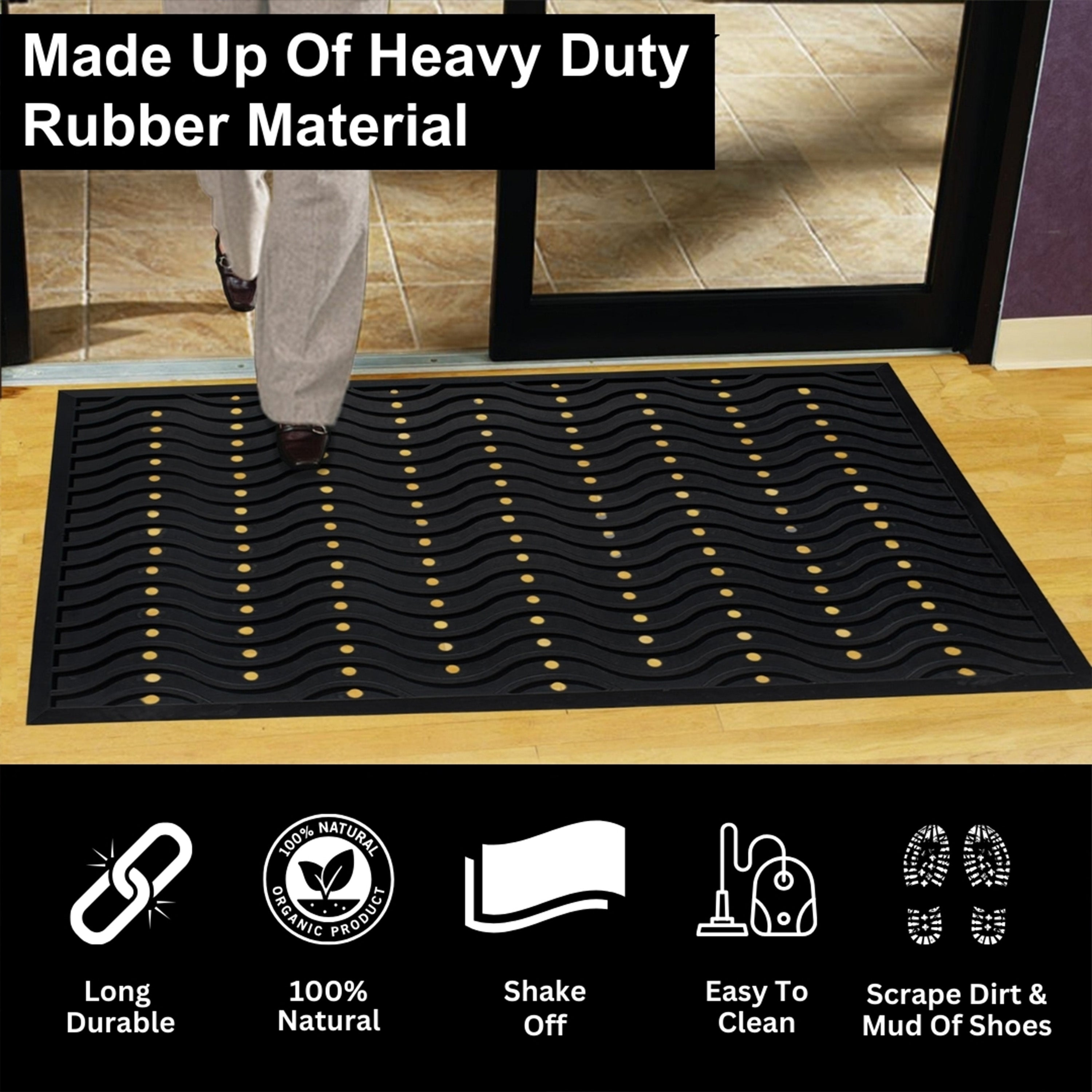 non slip rubber entry mat with textured wave surface