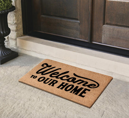 A1HC Natural Coir Flocked Door mat with Heavy Duty Non-Slip PVC Backing, Low-Profile Durable Doormat
