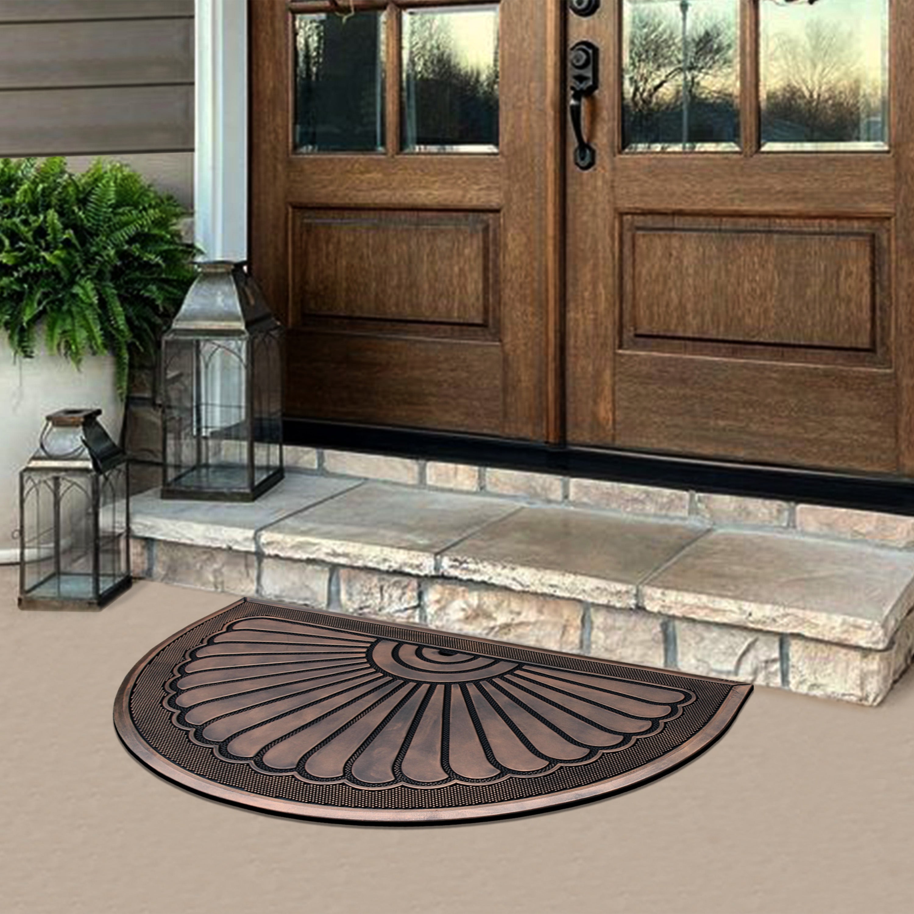 heavy duty semi circle rubber doormat
