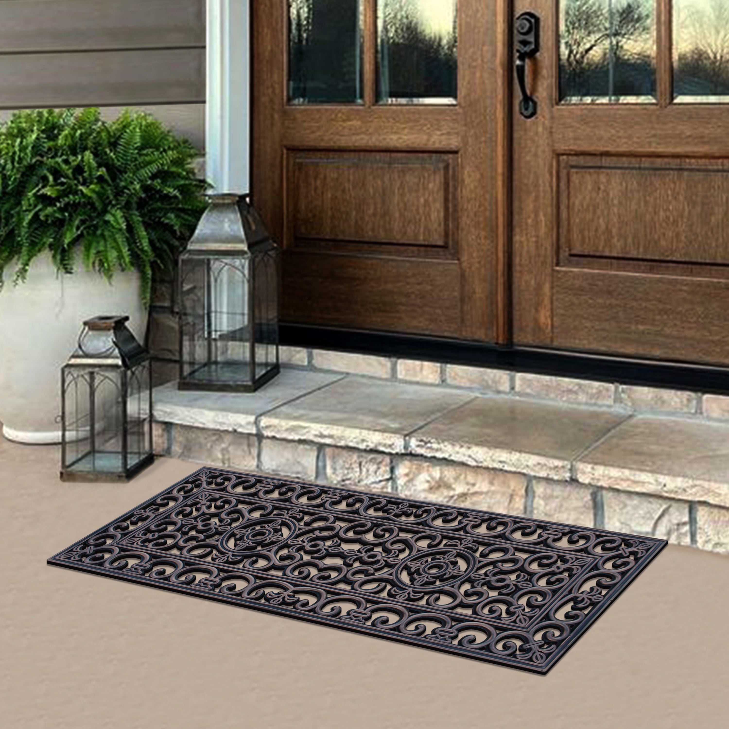 decorative outdoor rubber doormat for front door entrance