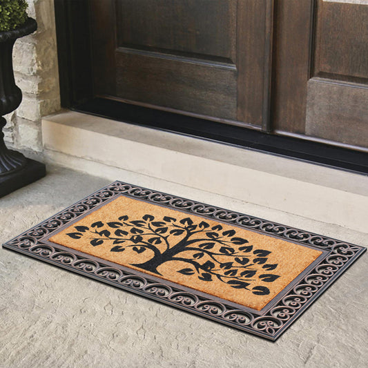 coir doormat with rubber border front door mat