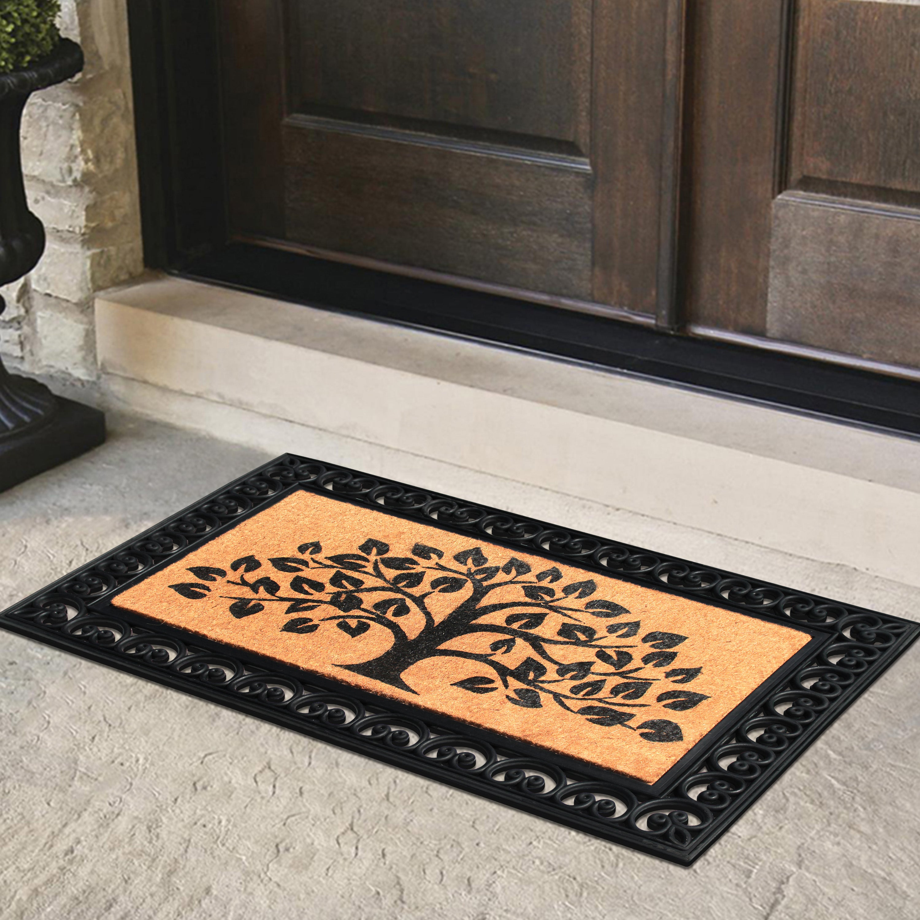 coir doormat with rubber border front door mat