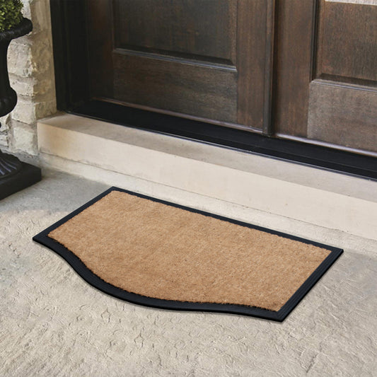 curved coir doormat with non slip rubber backing