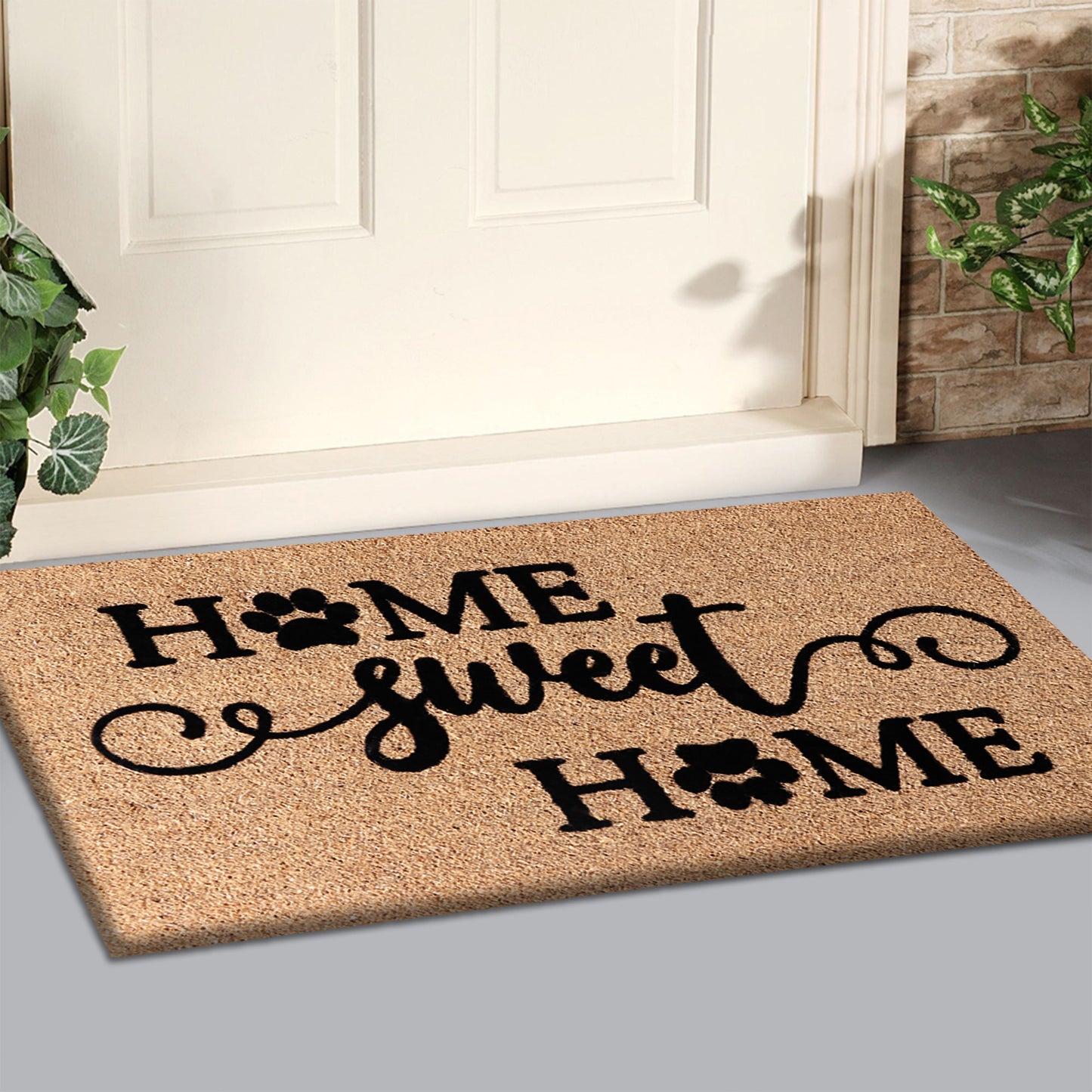 A1HC Natural Coir Flocked Door mat with Heavy Duty Non-Slip PVC Backing, Low-Profile Durable Doormat