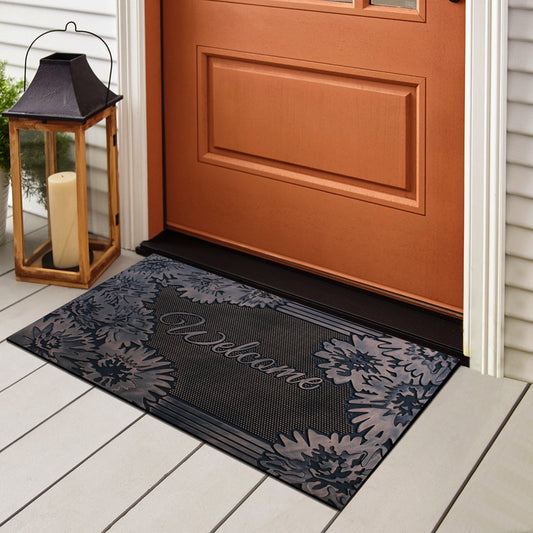 heavy duty rubber doormat with welcome design