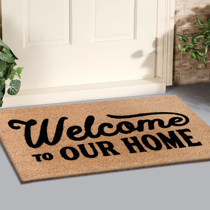 A1HC Natural Coir Flocked Door mat with Heavy Duty Non-Slip PVC Backing, Low-Profile Durable Doormat