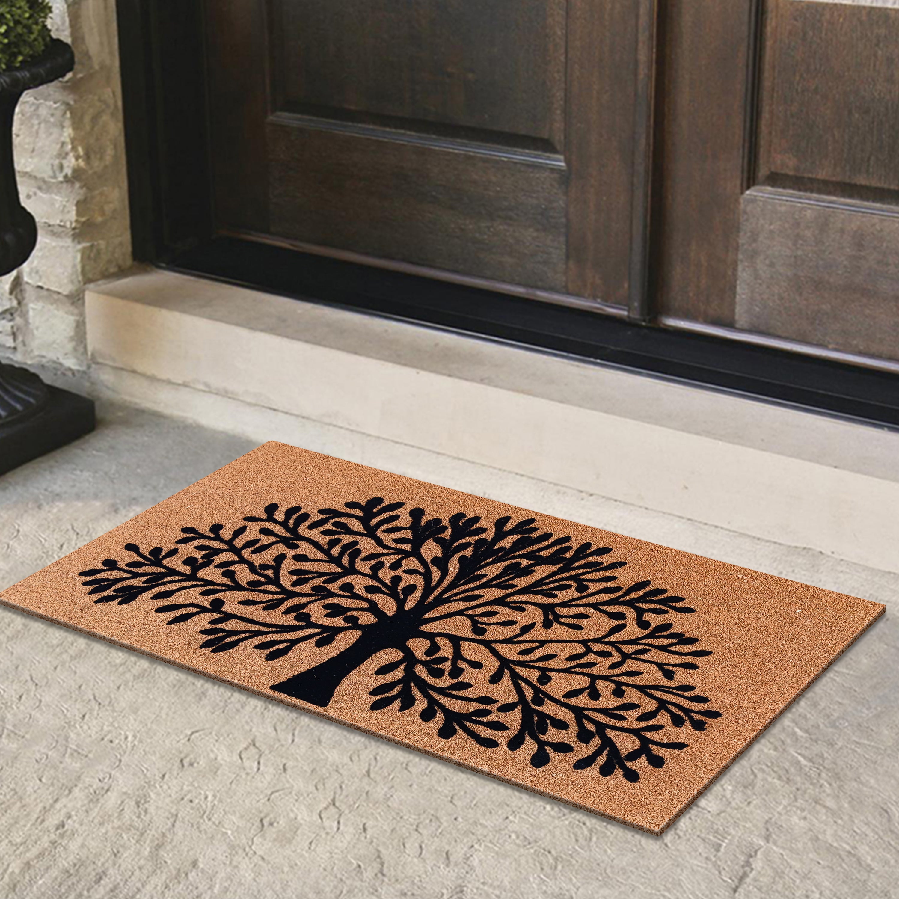 natural coconut coir door mat with tree pattern
