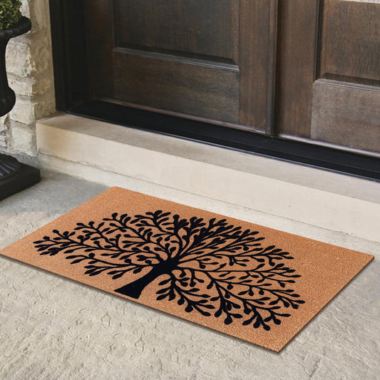 natural coconut coir door mat with tree pattern