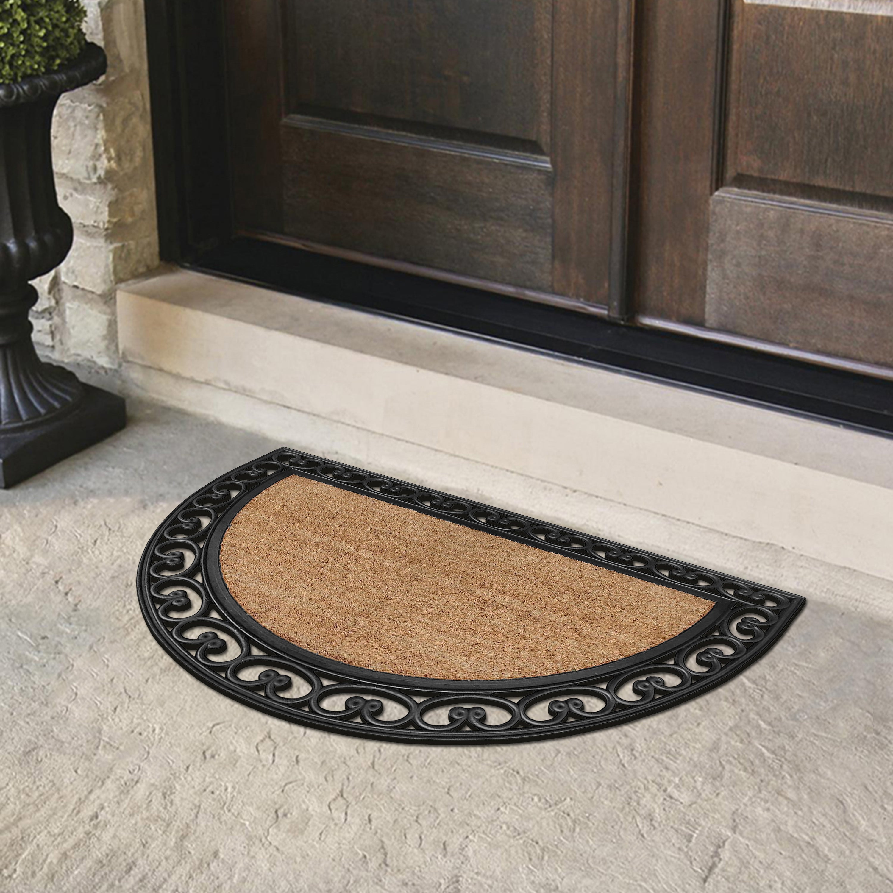 semicircle coir doormat with rubber border entryway